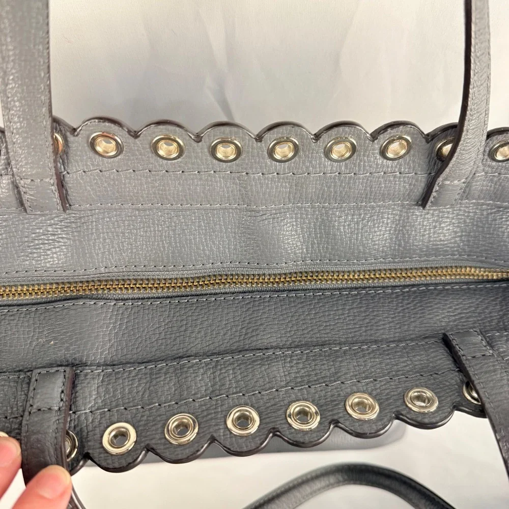 Kate Spade Paloma Pebbled Gray Tote Bag Large Scallop Edge Shoulder Bag Classic‎